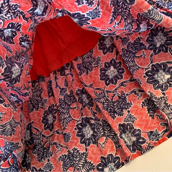 Knox Rose Red & Navy Blue Boho Short Sleeve Midi Dress Size Small *FLAWS* NWT - Picture 8 of 17